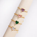 Heart-Shaped Zircon Adjustable Finger Chain