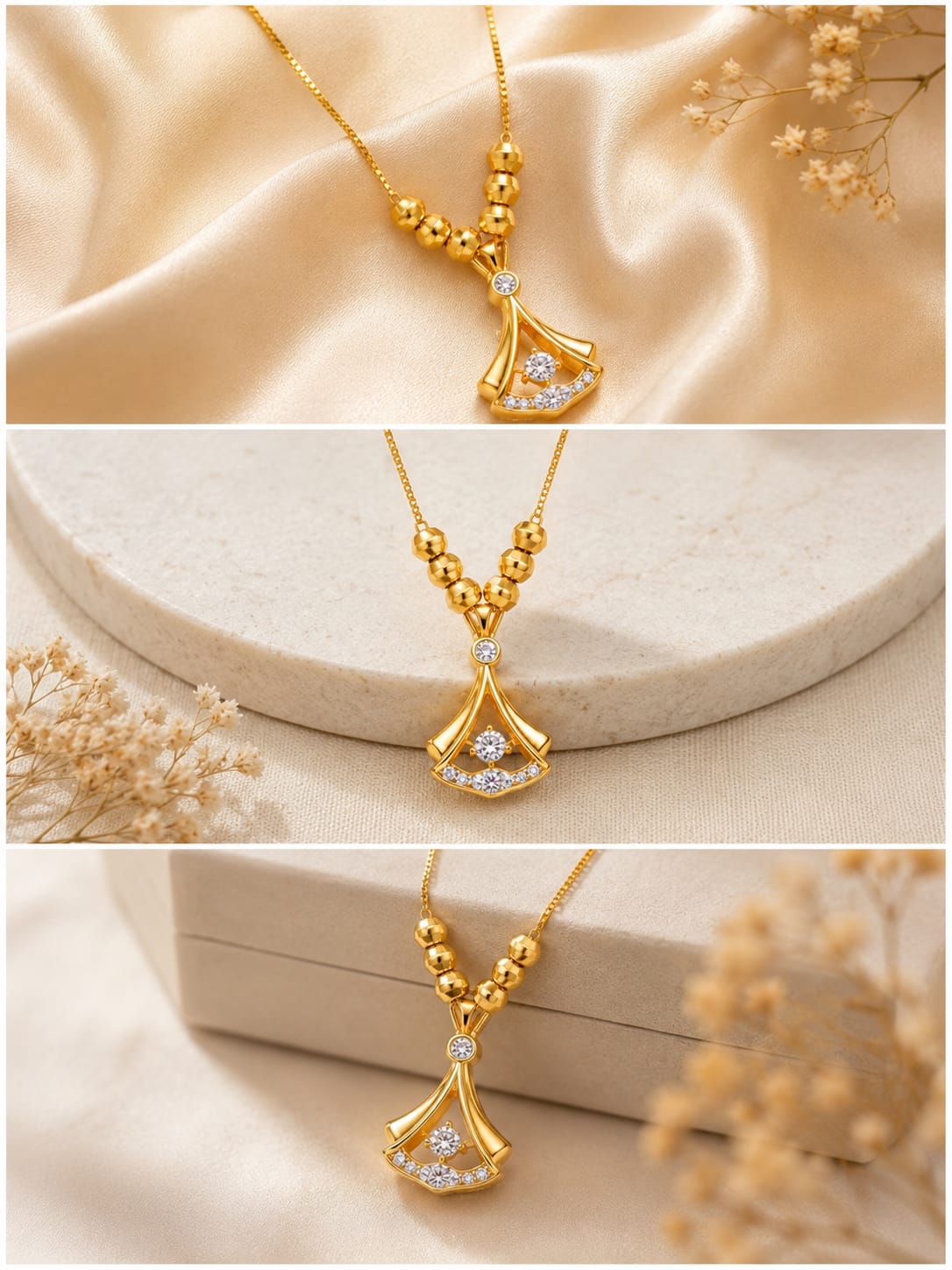 24K Gold Plated Fan Necklace