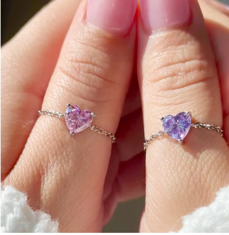 Heart-Shaped Zircon Adjustable Finger Chain